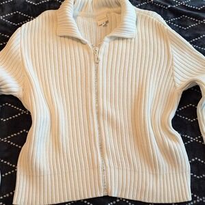 White Von Saken zip up with rhinestone front zipper‎